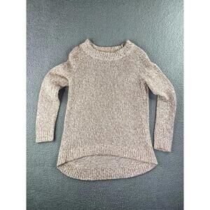 Ann Taylor Loft Women's Size M Oversized Tunic Beige Knit Crew Neck Sweater